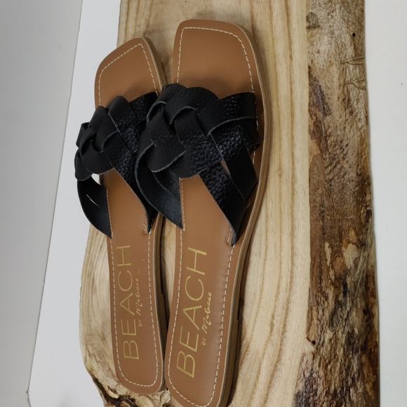 BEACH by Matisse Escape Black Tumbler Leather Sandals, Size 11 - Picture 3 of 8